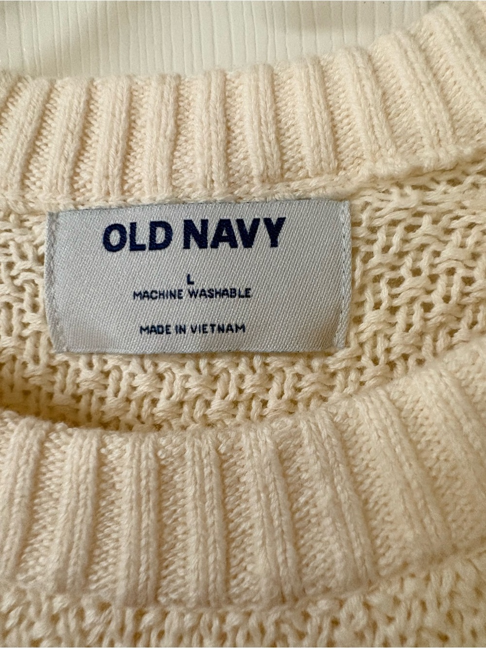 Old Navy Cream Ivory Textured Knit Longline Crewneck Tunic Sweater Large NWT - Picture 14 of 16